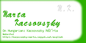 marta kacsovszky business card